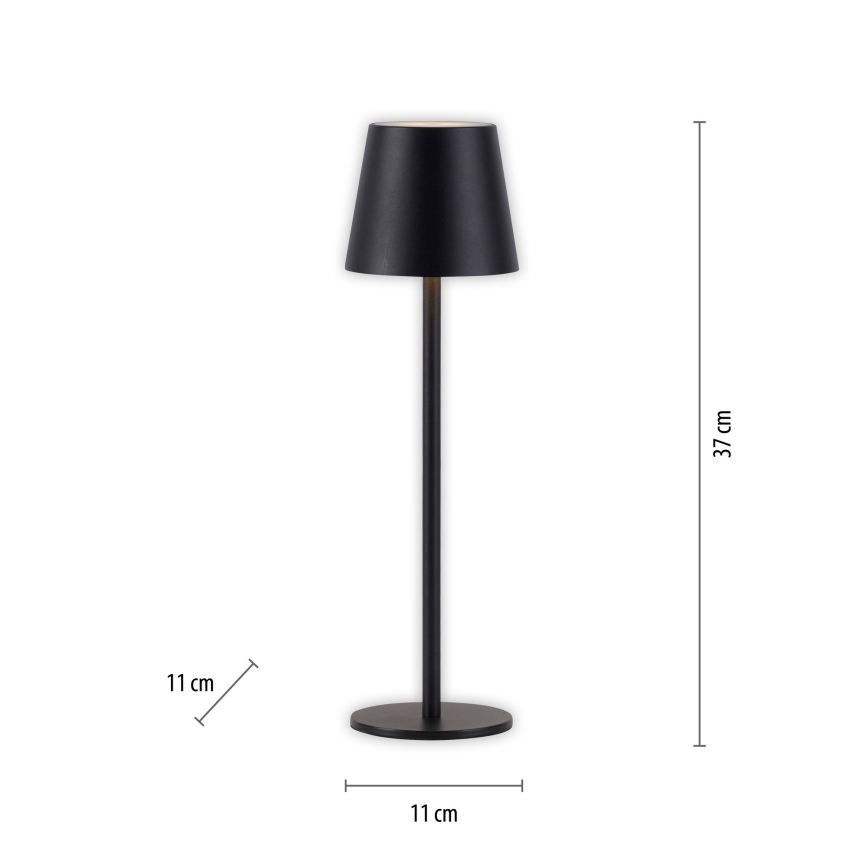 Leuchten Direkt 19250-18 - LED Buiten dimbare oplaadbare tafellamp EURIA LED/3W/5V 2600 mAh IP54 zwart
