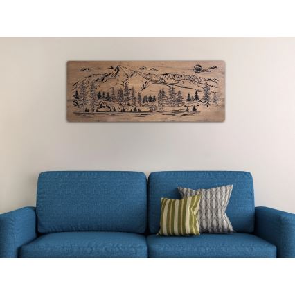 Li-Go 23521/OVL/DUB3 - Dimbare LED-wanddecoratie LED/10W/5V 30000 mAh 130x50 cm eik/chalet in de bergen