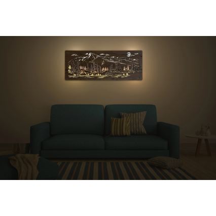 Li-Go 23524/DUB2 - Dimbare LED-wanddecoratie LED/24W/230V 130x50 cm eiken/Chalet in de bergen