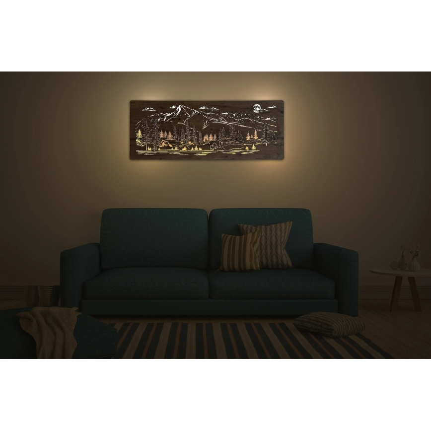 Li-Go 23524/DUB2 - Dimbare LED-wanddecoratie LED/24W/230V 130x50 cm eiken/Chalet in de bergen