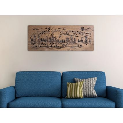 Li-Go 23524/DUB2 - Dimbare LED-wanddecoratie LED/24W/230V 130x50 cm eiken/Chalet in de bergen