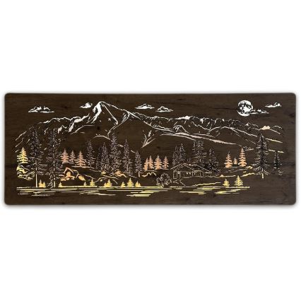 Li-Go 23524/DUB2 - Dimbare LED-wanddecoratie LED/24W/230V 130x50 cm eiken/Chalet in de bergen