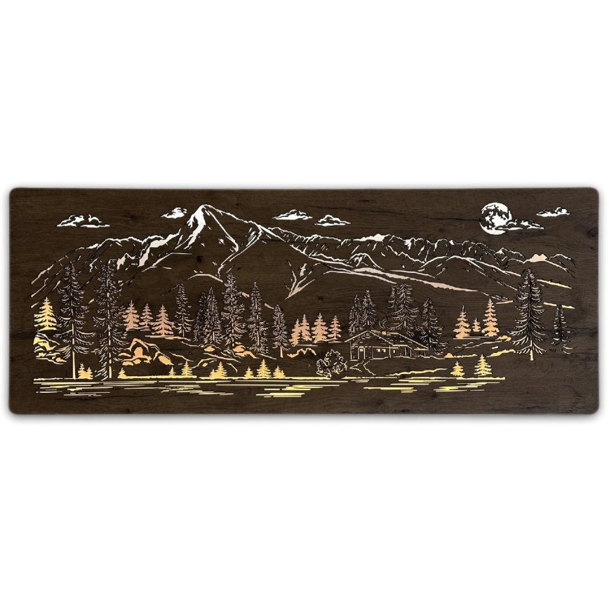 Li-Go 23524/DUB2 - Dimbare LED-wanddecoratie LED/24W/230V 130x50 cm eiken/Chalet in de bergen