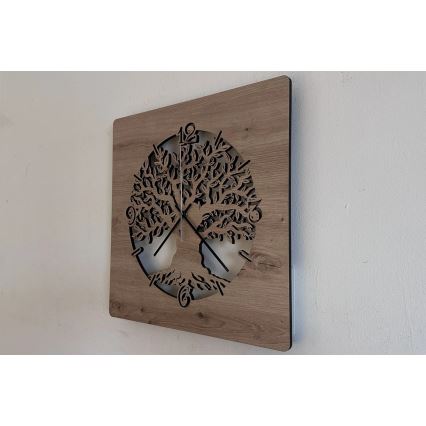 Li-Go 23537/DUB2 - dimbare LED-klok LED/10W/5V 20000 mAh 42x42 cm eiken/olijfhout, rond + afstandsbediening