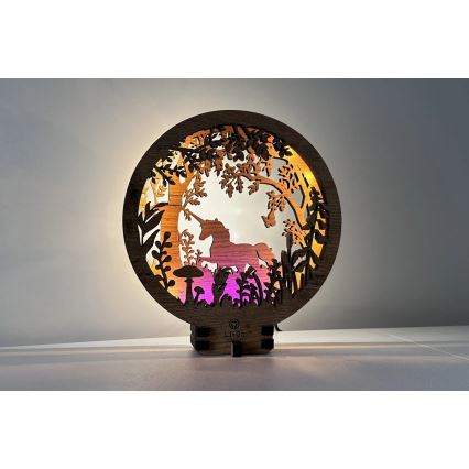 Li-Go 23568/DUB2 - LED-dimbare tafeldecoratie LED/12W/230V 20x22 cm eiken/eenhoorn