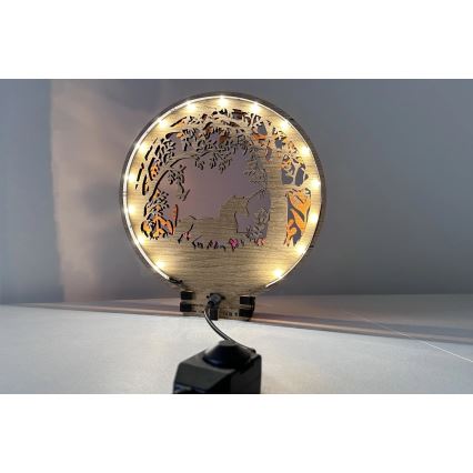 Li-Go 23568/DUB2 - LED-dimbare tafeldecoratie LED/12W/230V 20x22 cm eiken/eenhoorn