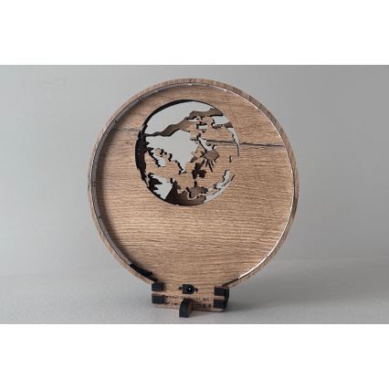 Li-Go 23574/DUB2 - Dimbare LED-tafeldecoratie LED/12W/230V 20x22 cm eik/Wolf en maan