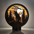 Li-Go 23574/DUB2 - Dimbare LED-tafeldecoratie LED/12W/230V 20x22 cm eik/Wolf en maan