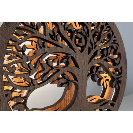 Li-Go 23577/DUB2 - Dimbare LED-tafeldecoratie LED/12W/230V 20x22 cm eik/Levensboom