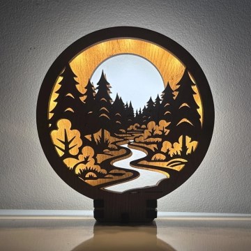 Li-Go 23580/DUB2 - Dimbare LED-tafeldecoratie LED/12W/230V 20x22 cm eiken/in het bos