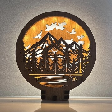 Li-Go 23583/DUB2 - Dimbare LED-tafeldecoratie LED/12W/230V 20x22 cm eikenhout/Bergen en bos