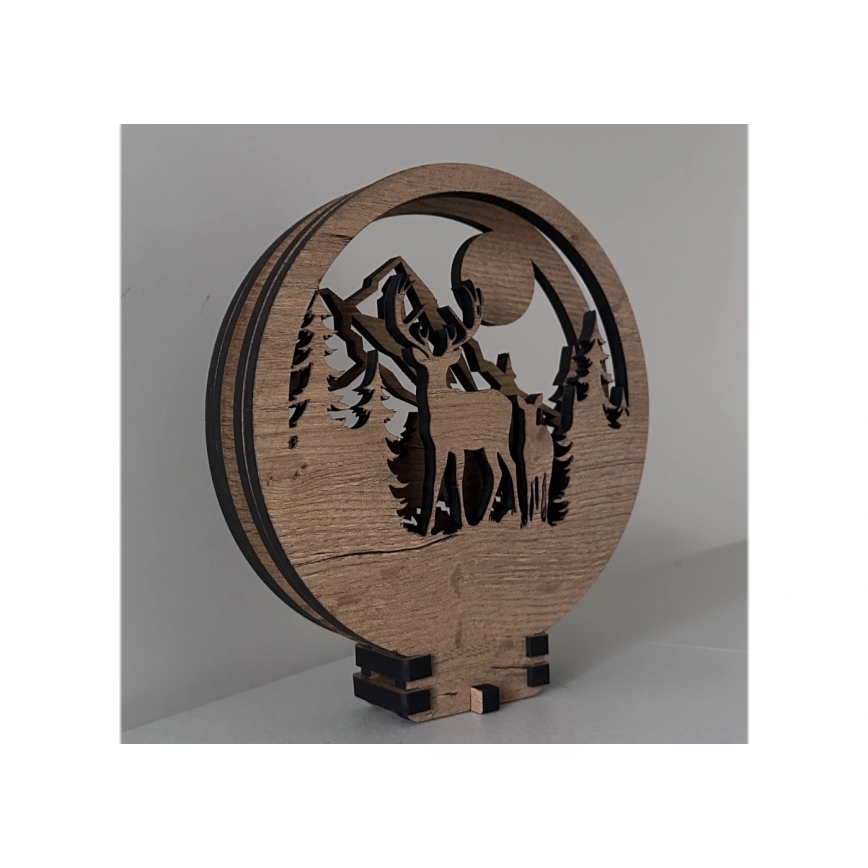 Li-Go 23592/DUB2 - LED-dimbare tafeldecoratie LED/12W/230V 20x22 cm eik/hert en hinde