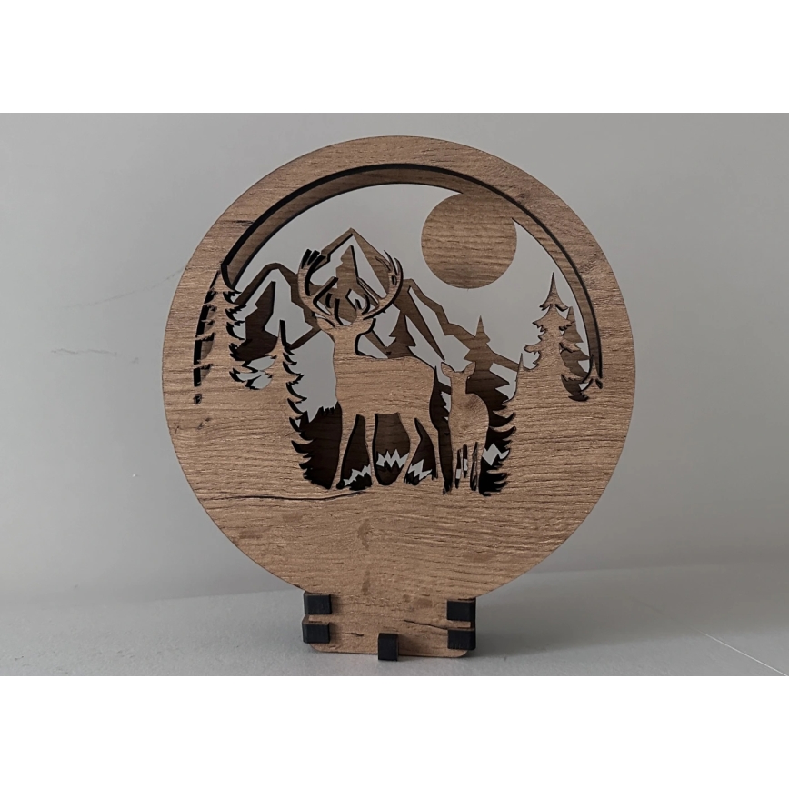 Li-Go 23592/DUB2 - LED-dimbare tafeldecoratie LED/12W/230V 20x22 cm eik/hert en hinde