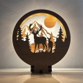 Li-Go 23592/DUB2 - LED-dimbare tafeldecoratie LED/12W/230V 20x22 cm eik/hert en hinde