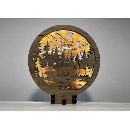 Li-Go 23595/DUB2 - Dimbare LED-tafeldecoratie LED/12W/230V 20x22 cm eiken/Beren