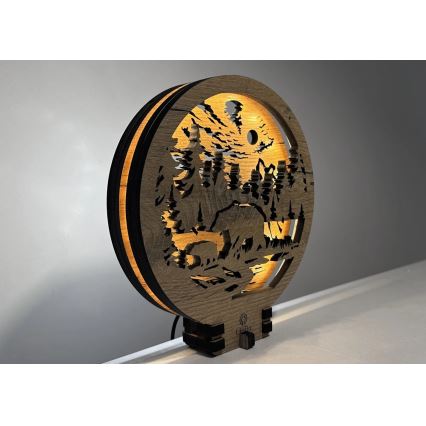 Li-Go 23595/DUB2 - Dimbare LED-tafeldecoratie LED/12W/230V 20x22 cm eiken/Beren