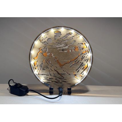 Li-Go 23595/DUB2 - Dimbare LED-tafeldecoratie LED/12W/230V 20x22 cm eiken/Beren