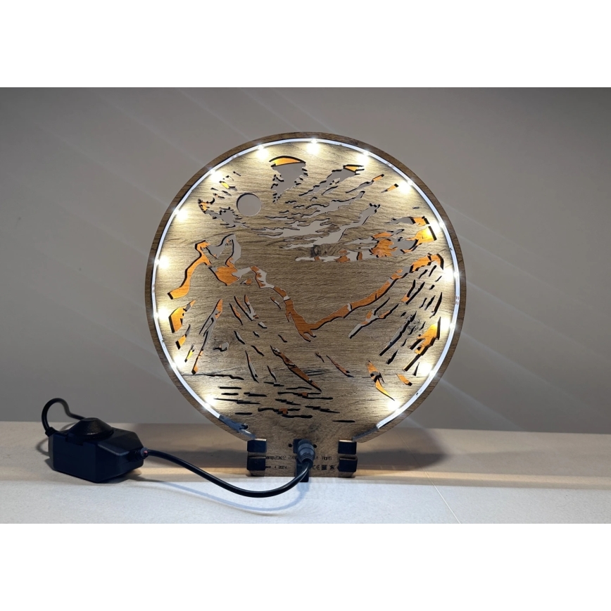 Li-Go 23595/DUB2 - Dimbare LED-tafeldecoratie LED/12W/230V 20x22 cm eiken/Beren