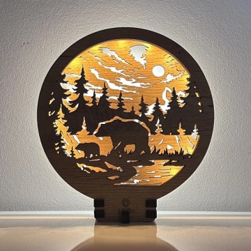 Li-Go 23595/DUB2 - Dimbare LED tafeldecoratie LED/12W/230V 20x22 cm eiken/beren