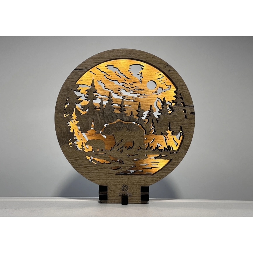 Li-Go 23595/DUB2 - Dimbare LED tafeldecoratie LED/12W/230V 20x22 cm eiken/beren