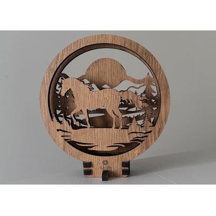 Li-Go 23598/DUB2 - Dimbare LED-tafeldecoratie LED/12W/230V 20x22 cm eik/paard