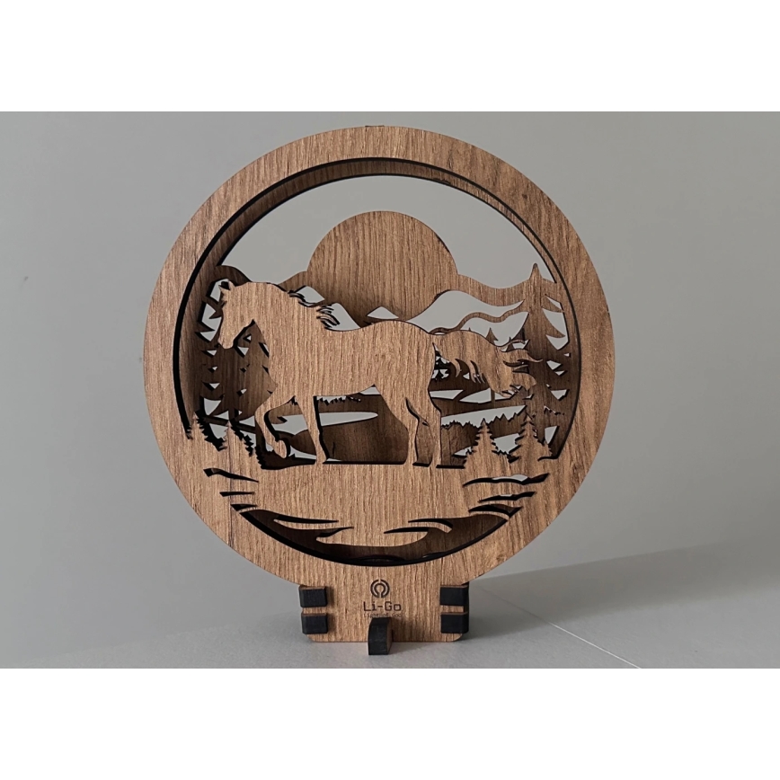 Li-Go 23598/DUB2 - Dimbare LED-tafeldecoratie LED/12W/230V 20x22 cm eik/paard