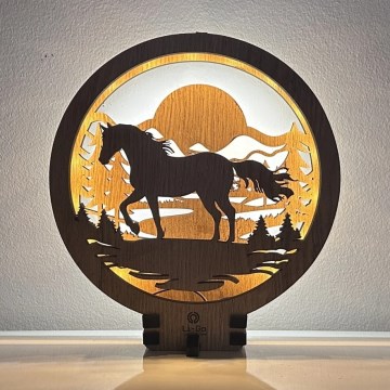 Li-Go 23598/DUB2 - Dimbare LED-tafeldecoratie LED/12W/230V 20x22 cm eik/paard