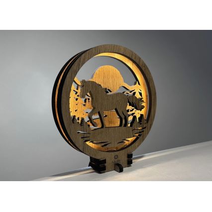 Li-Go 23598/DUB2 - Dimbare LED-tafeldecoratie LED/12W/230V 20x22 cm eik/paard