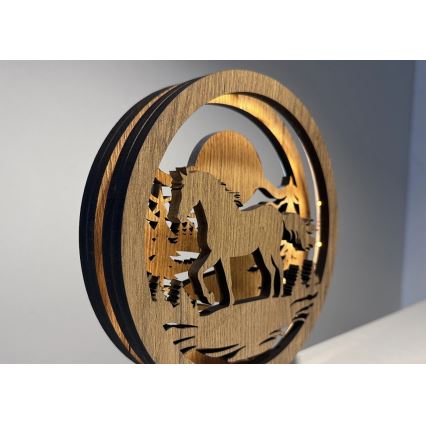 Li-Go 23598/DUB2 - Dimbare LED-tafeldecoratie LED/12W/230V 20x22 cm eik/paard