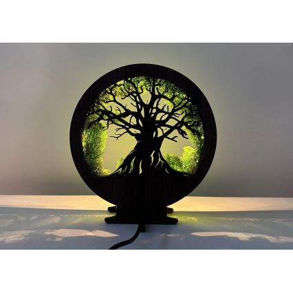 Li-Go 23604/DUB2 - LED-dimbare tafeldecoratie LED/12W/230V 20x22 cm eik/mos en boom