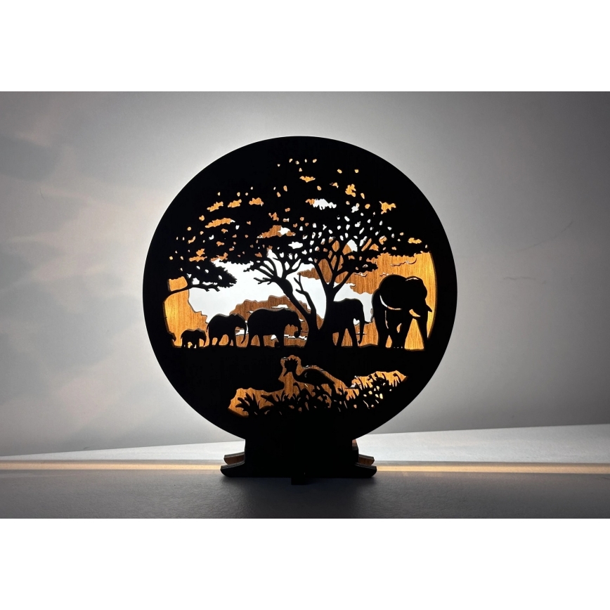 Li-Go 23610/DUB2 - LED dimbare tafeldecoratie LED/12W/230V 20x22 cm eiken/olifanten