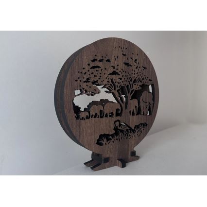 Li-Go 23610/DUB2 - LED dimbare tafeldecoratie LED/12W/230V 20x22 cm eiken/olifanten