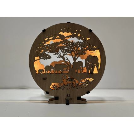 Li-Go 23610/DUB2 - Dimbare LED-tafeldecoratie LED/12W/230V 20x22 cm eiken/olifanten