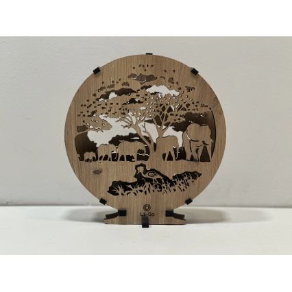 Li-Go 23610/DUB2 - Dimbare LED-tafeldecoratie LED/12W/230V 20x22 cm eiken/olifanten