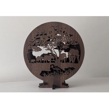 Li-Go 23610/DUB2 - Dimbare LED-tafeldecoratie LED/12W/230V 20x22 cm eiken/olifanten