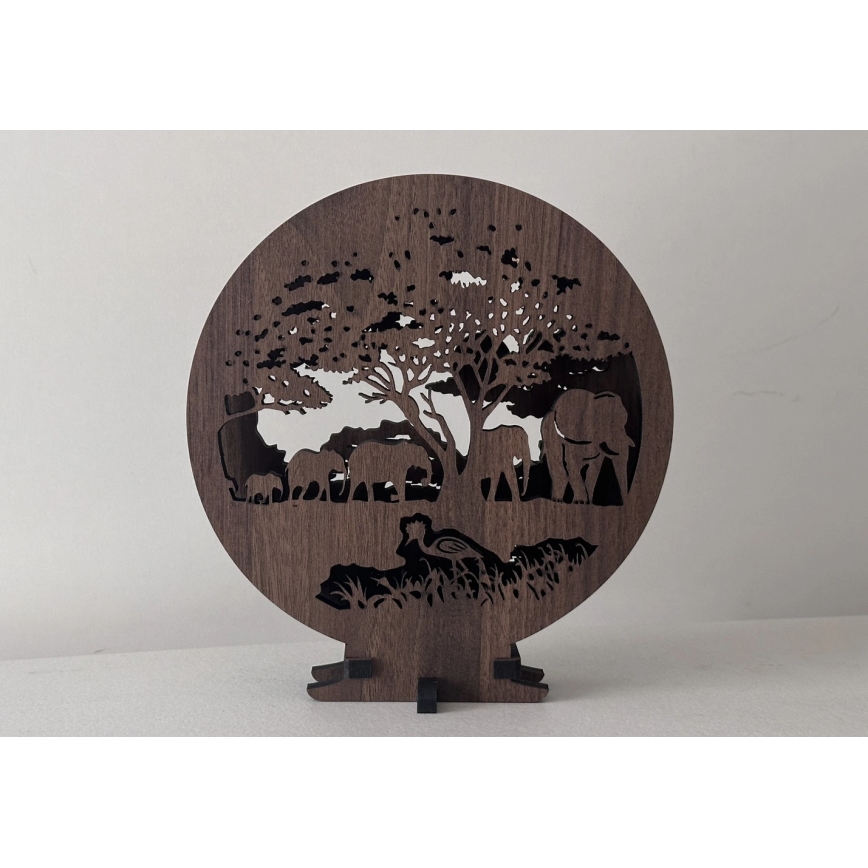 Li-Go 23610/DUB2 - Dimbare LED-tafeldecoratie LED/12W/230V 20x22 cm eiken/olifanten