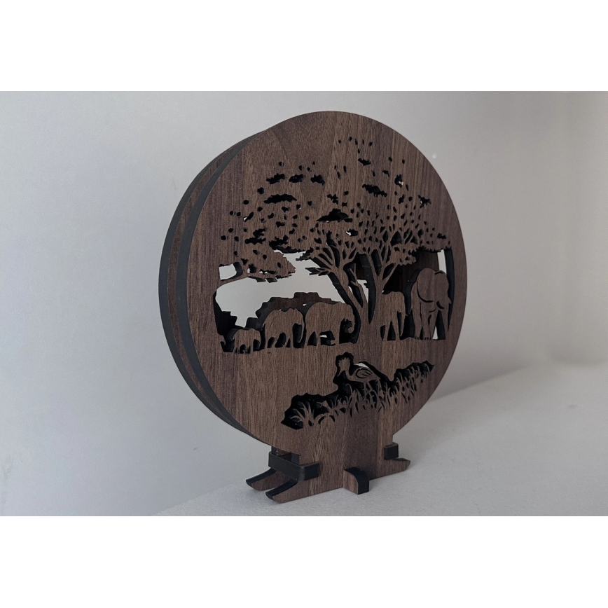 Li-Go 23610/DUB2 - Dimbare LED-tafeldecoratie LED/12W/230V 20x22 cm eiken/olifanten