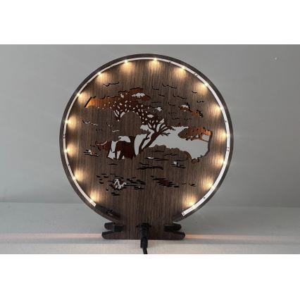 Li-Go 23610/DUB2 - Dimbare LED-tafeldecoratie LED/12W/230V 20x22 cm eiken/olifanten