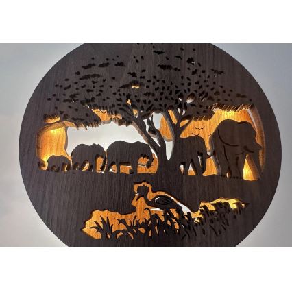 Li-Go 23610/DUB2 - Dimbare LED-tafeldecoratie LED/12W/230V 20x22 cm eiken/olifanten