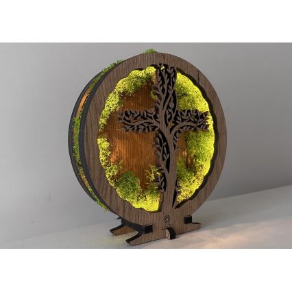 Li-Go 23622/DUB2 - Dimbare LED-tafeldecoratie LED/12W/230V 20x22 cm eiken/Kruis in mos