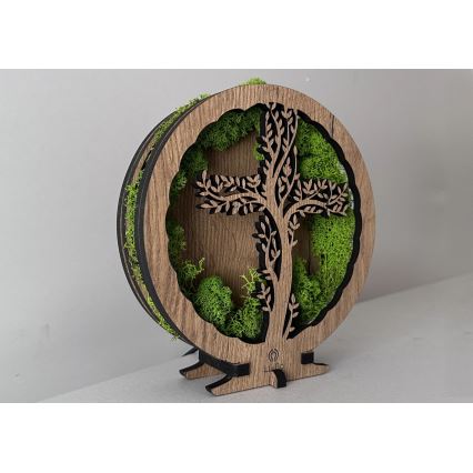 Li-Go 23622/DUB2 - Dimbare LED-tafeldecoratie LED/12W/230V 20x22 cm eiken/Kruis in mos