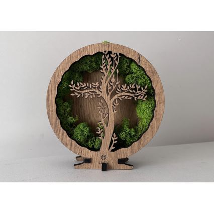 Li-Go 23622/DUB2 - Dimbare LED-tafeldecoratie LED/12W/230V 20x22 cm eiken/Kruis in mos