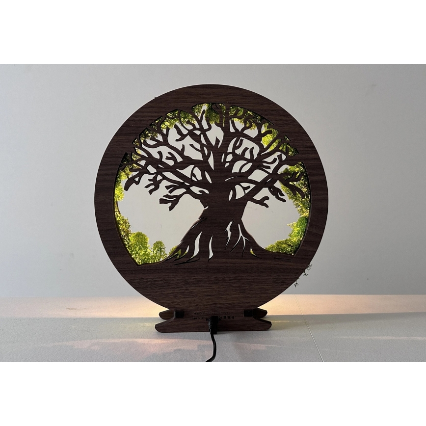 Li-Go 23631/DUB2 - dimbare LED-tafeldecoratie LED/12W/230V 30x31 cm eiken/mos en boom