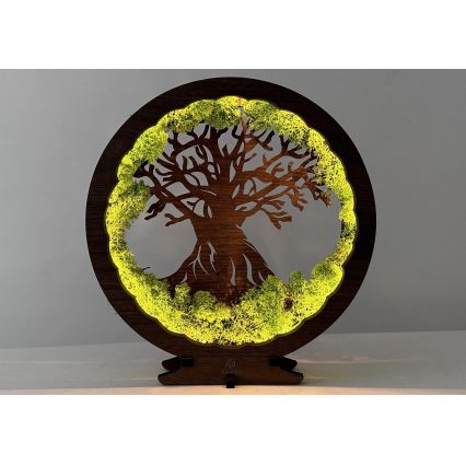 Li-Go 23631/DUB2 - Dimbare LED-tafeldecoratie LED/12W/230V 30x31 cm eiken/mos en boom