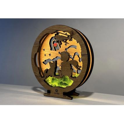 Li-Go 23634/DUB2 - Dimbare LED tafeldecoratie LED/12W/230V 20x22 cm eiken/De Kleine Prins met een roos