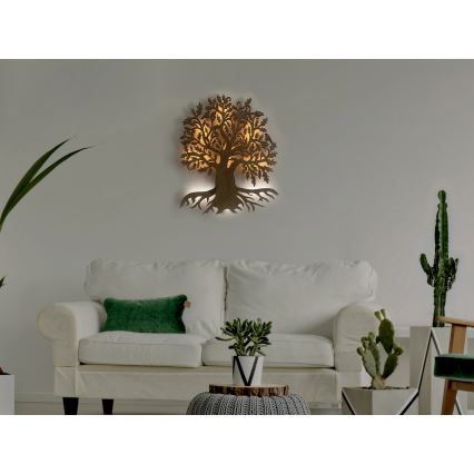 Li-Go 23673/DUB2 - Dimbare LED-wanddecoratie LED/10W/5V 20000 mAh 45x55 cm eiken + afstandsbediening