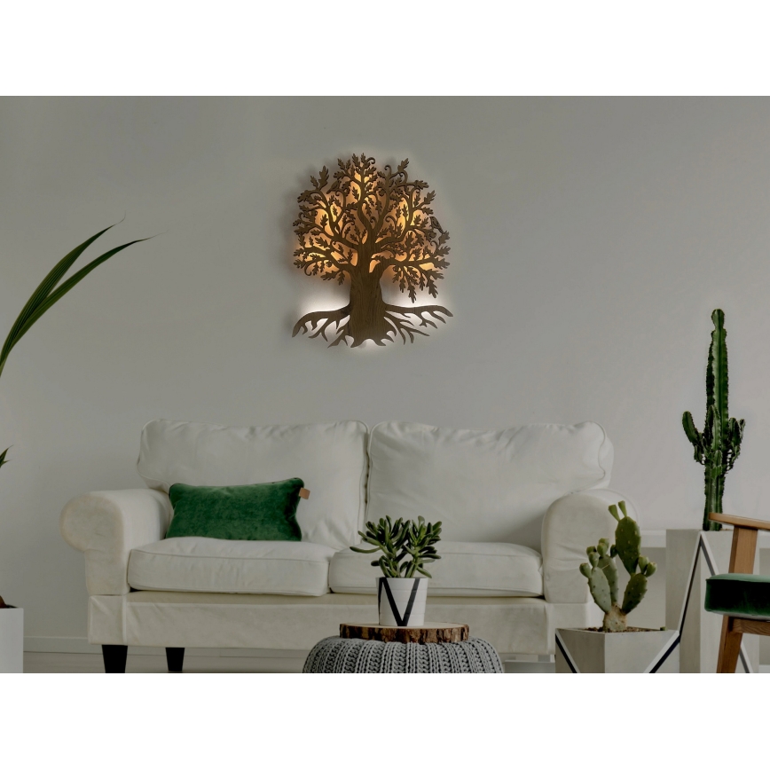 Li-Go 23673/DUB2 - Dimbare LED-wanddecoratie LED/10W/5V 20000 mAh 45x55 cm eiken + afstandsbediening