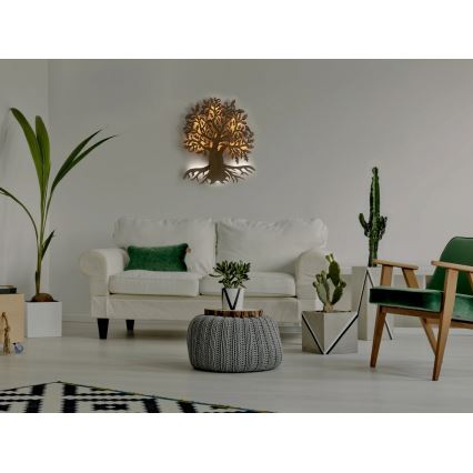 Li-Go 23673/DUB2 - Dimbare LED-wanddecoratie LED/10W/5V 20000 mAh 45x55 cm eiken + afstandsbediening