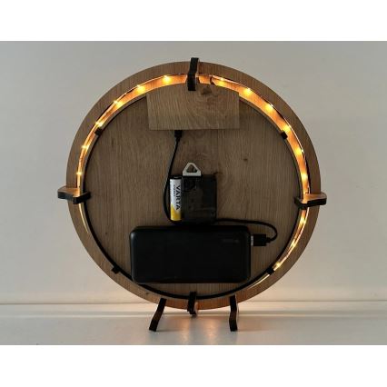 Li-Go 23712/DUB/BAT2 - LED-dimbare klok met bewegingssensor LED/10W/5V 20000 mAh + 1xAA Ø 32 cm eik/De Kleine Prins