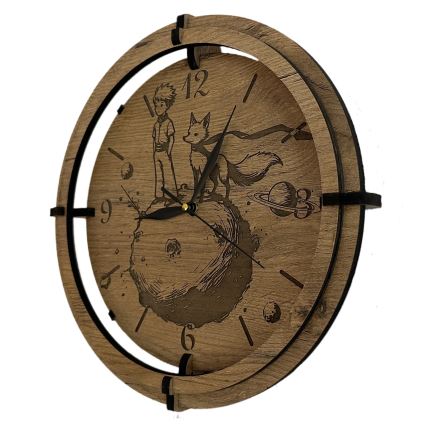 Li-Go 23712/DUB/BAT2 - LED-dimbare klok met bewegingssensor LED/10W/5V 20000 mAh + 1xAA Ø 32 cm eik/De Kleine Prins